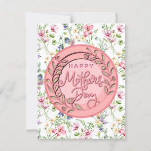 Schönen Muttertag Elegante moderne rosa Blumen Postkarte
