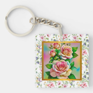 Schönen Muttertag Elegante Wasserfarben-Rosenkarte Schlüsselanhänger