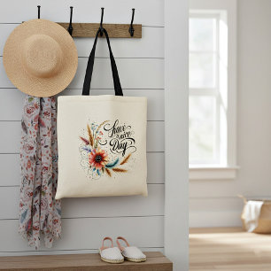 Schönen Tag floral Tragetasche