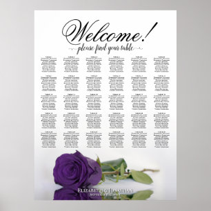 Schöner 30-Tisch-Hochzeitsplan Royal Purple Rose Poster