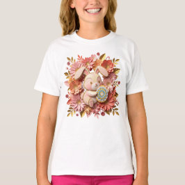 Schöner 3D Osterhase aus Papier mit Blumenumrandun T-Shirt