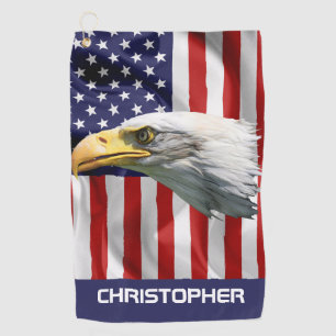 Schöner Adler, die amerikanische Flagge, Patriotik Golfhandtuch
