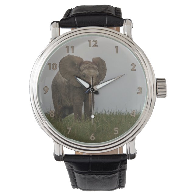 Schöner afrikanischer Bush-Elephant Armbanduhr (Vorderseite)
