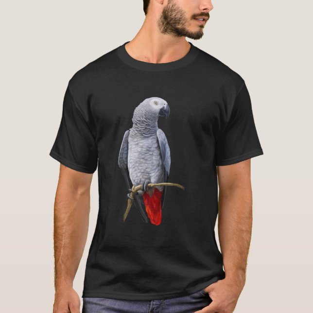 Schöner Afrikanischer Grau Parrot T-Shirt (Vorderseite)
