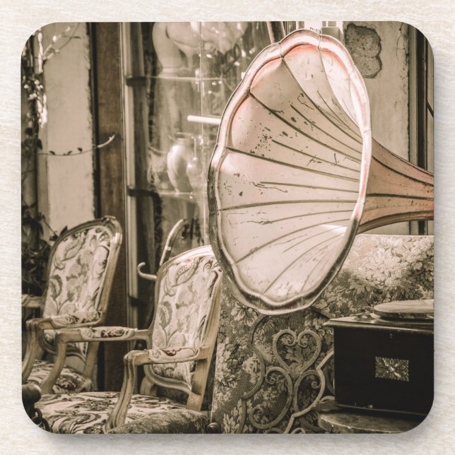 Schöner alter Stil Antique Phonograph Getränkeuntersetzer (Vorderseite)