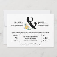 Schöner Ampersand mit gelber Blume 2 in 1 Hochzeit