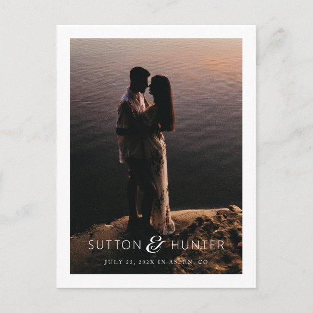 Schöner Ampersand Modernes Foto Save the Date Postkarte (Vorderseite)