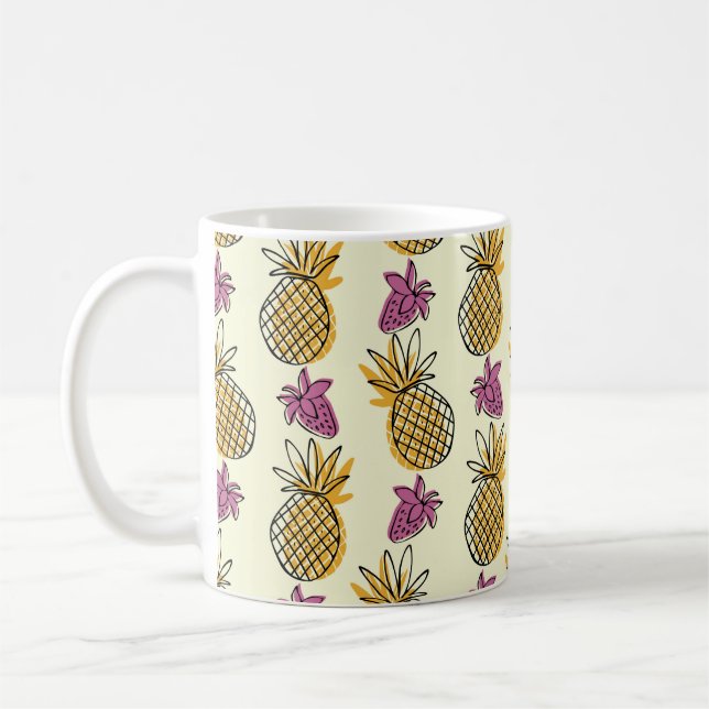 Schöner Ananas- und Erdbeerausschnitt Kaffeetasse (Links)