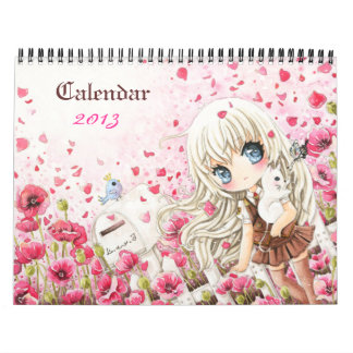 Schöner Anime chibi Mädchen Kalender 2013