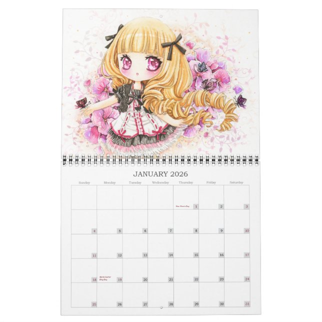 Schöner Anime chibi Mädchen Kalender 2013 (Jan 2026)