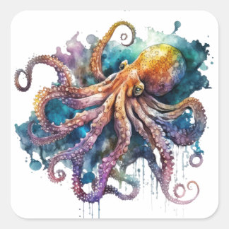Schöner Aquareller Quadratischer Aufkleber
