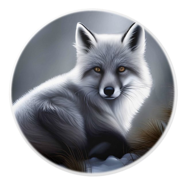 Schöner Artischer Fox Keramikknauf (Vorderseite)