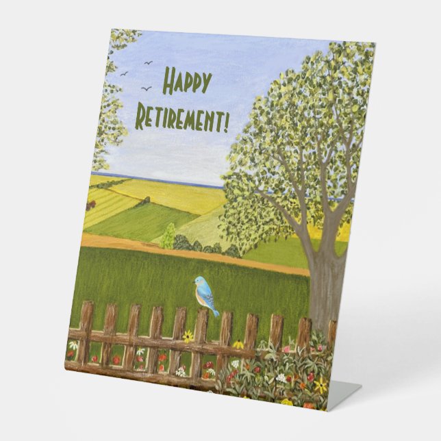 Schöner Ausblick im Ruhestand Sockelschild (Vorderseite)