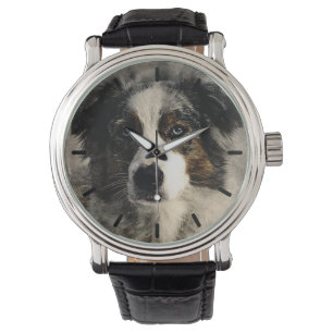 Schöner Australischer Schäferhund, personalisiert Armbanduhr