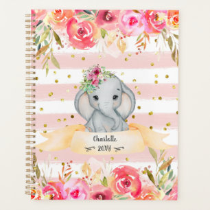 Schöner Baby Elephant Watercolor Illustrationspla Planer