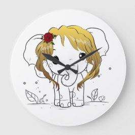 Schöner Babyelefone mit gelbem Haar Große Wanduhr