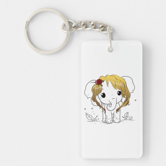 Schöner Babyelefone mit gelbem Haar Schlüsselanhänger (Vorderseite)