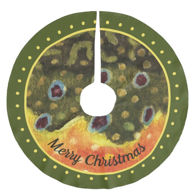 Schöner Bachforellenfang Polyester Weihnachtsbaumdecke (Vorderseite)