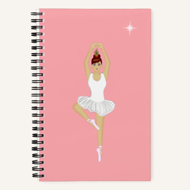 Schöner Balletttänzer auf rosa Notebook Notizbuch (Vorderseite)