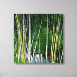 Schöner Bambushain grün gelb und grau Leinwanddruck
