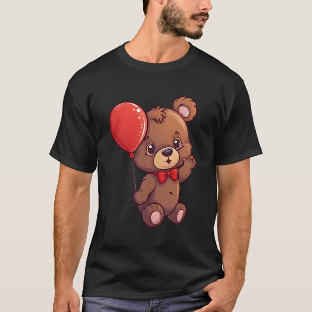Schöner Bär mit einem schwebenden Stück Rot T-Shirt (Vorderseite)