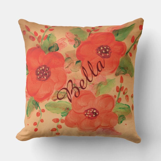 Schöner Barn Red Floral Kissen (Vorderseite)