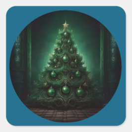 Schöner Barockstil Weihnachtsbaum Quadratischer Aufkleber