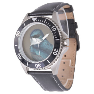 Schöner Baumschlamm Songbird auf einem Draht Armbanduhr
