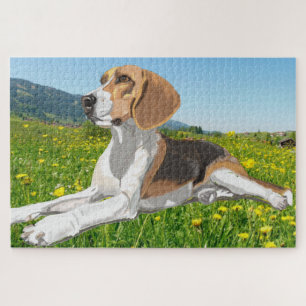 Schöner Beagle in einer Blume Wiese Puzzle