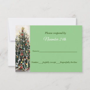 Schöner beleuchteter Weihnachtsbaum Hochzeit RSVP Einladung