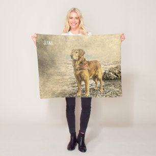 Schöner benutzerdefinierter Name Golden Retriever Fleecedecke
