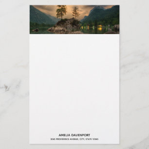 Schöner Bergsee im Abend Foto Briefpapier