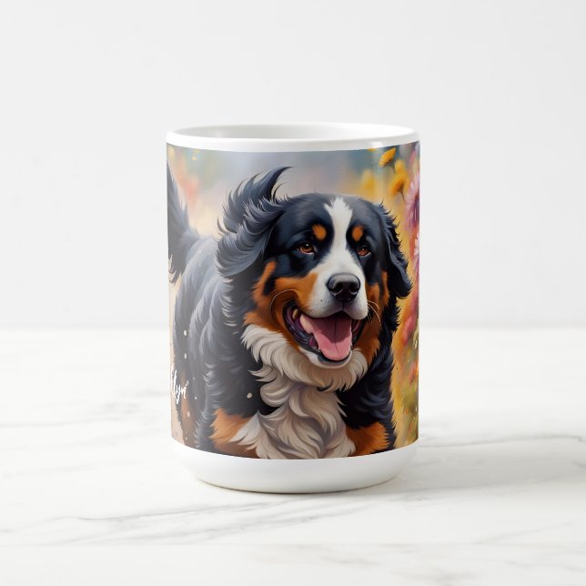 Schöner Berner Hund & Blume Kaffeetasse (Mittel)