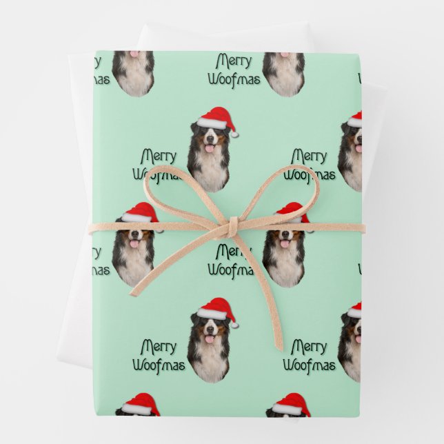 Schöner Berner Hund in der Weihnachtsmannmütze Geschenkpapier Set (Beispiel)