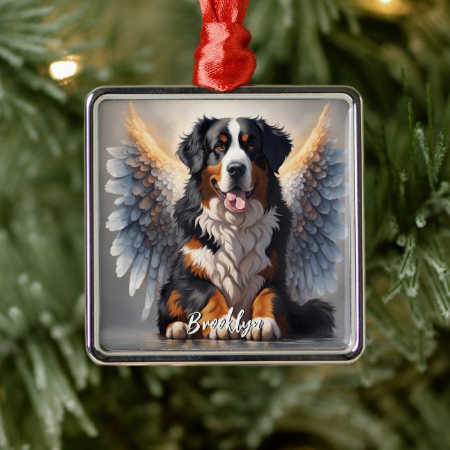 Schöner Berner Hund mit Flügeln Ornament Aus Metall (Baum)