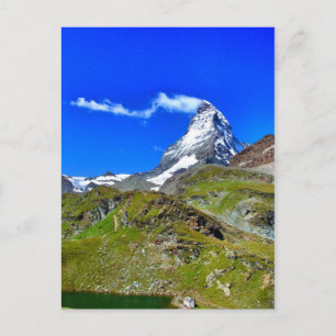 Schöner berühmter Schweizer Matterhorn mit Wolken Postkarte
