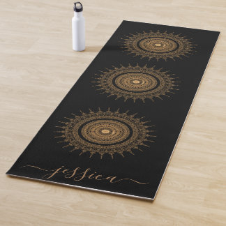 Schöner Black Gold Mandala Individuelle Name Yogamatte