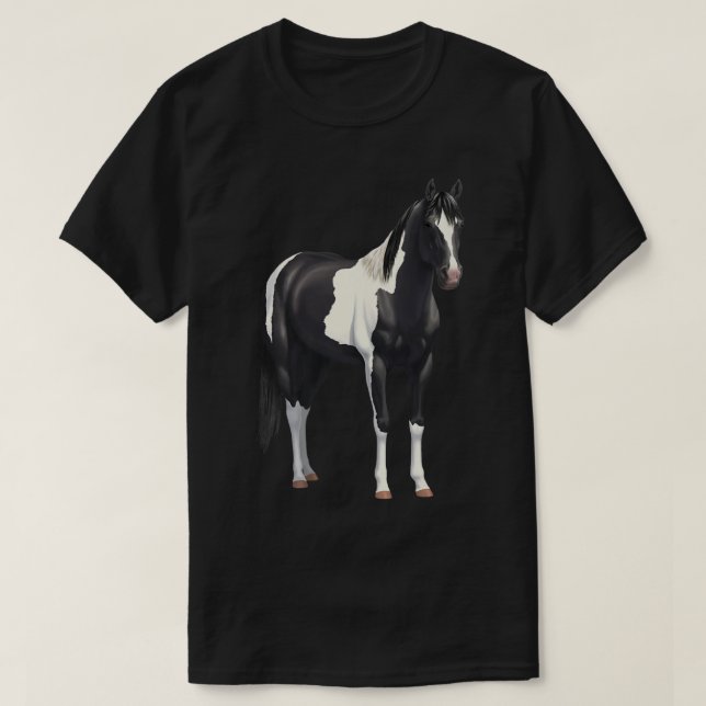 Schöner Black Pinto Paint Horse T - Shirt (Design vorne)