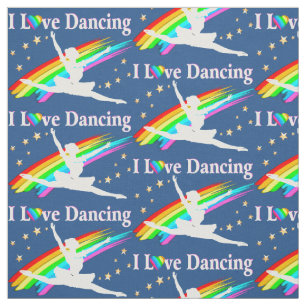 SCHÖNER BLAUE RAINBOW I LIEBE TANZEN FABRIC STOFF