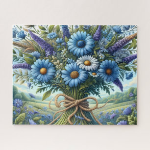 Schöner blauer Alpenblumenstrauß Puzzle