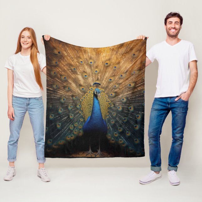 Schöner blauer Goldpfau Fleecedecke (Beispiel)