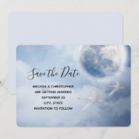 Schöner blauer Himmel mit flying Swans Wedding
