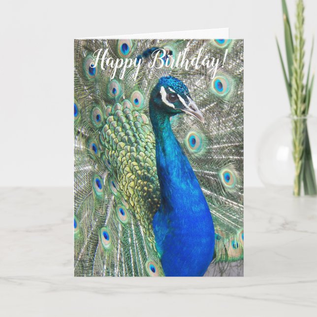 Schöner blauer Pfau Geburtstag Karte (Vorderseite)