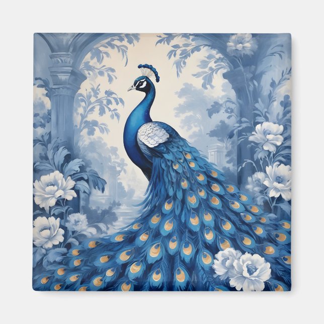 Schöner blauer Pfau Magnet (Vorne)