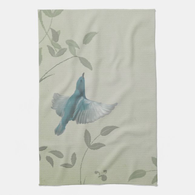 Schöner blauer Vogel Geschirrtuch (Vertikal)