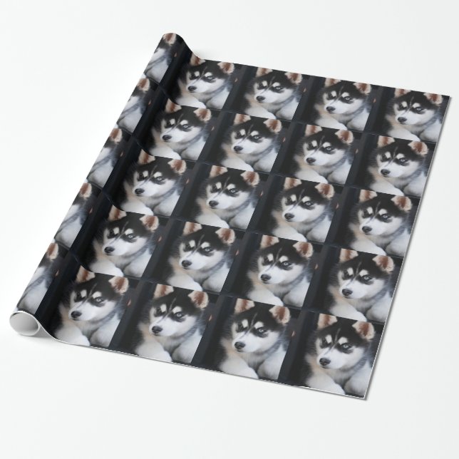 Schöner blaues Augen-sibirischer Husky 2 Geschenkpapier (Ungerollt)
