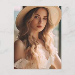 Schöner Blond in Pink Postkarte