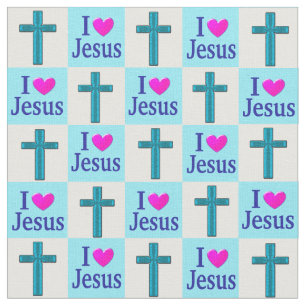 SCHÖNER BLUE CROSS I LIEBE JESUS FABRIC STOFF