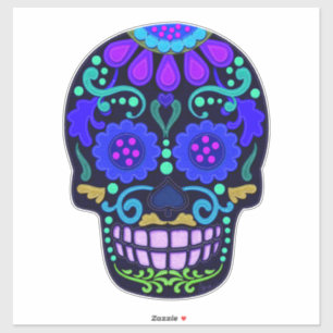 Schöner Blue Sugar Skull   Imitate sehen groß aus Aufkleber