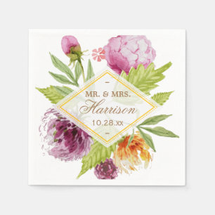 Schöner Blumenblossom Herr und Frau Wedding Serviette